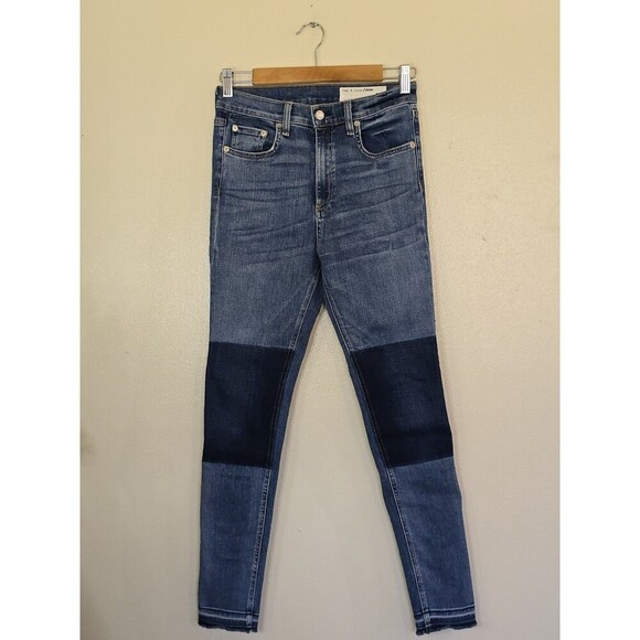 Rag & Bone Jeans Olana Womens Size 28 Patch Raw Hem Skinny High Rise - Picture 1 of 10